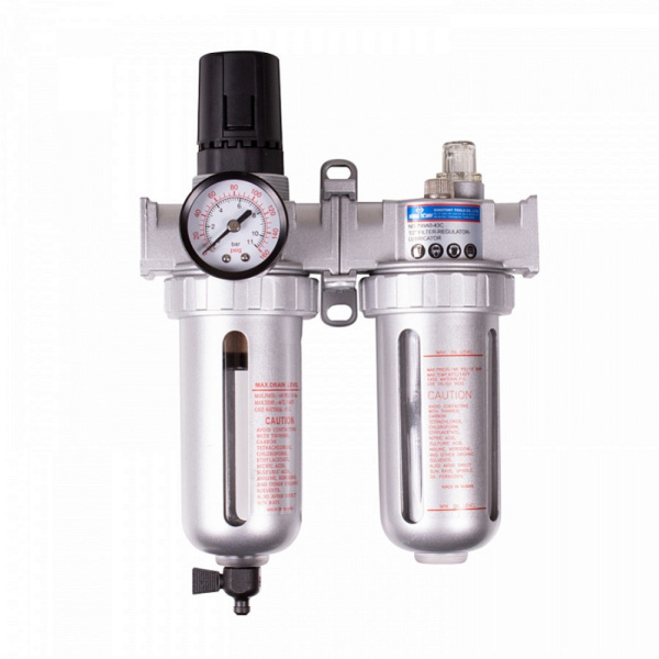 Фильтр влагоотделитель KING TONY 799A0-43C с редуктором и лубрикатор 1/2", 10 бар