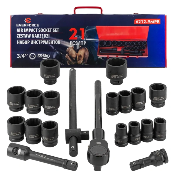 Набор инструментов ударных 21пр. 3/4''(12гр.)