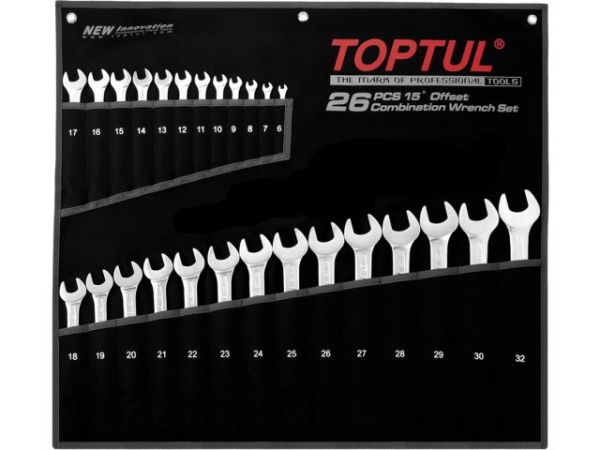 Набор ключей комбинир. 6-32мм 26шт (черное полотно) TOPTUL
