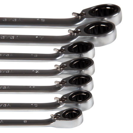 Набор комбинированных трещоточных ключей 8-19 мм чехол из теторона 7 предметов KING TONY 122A07MRN01