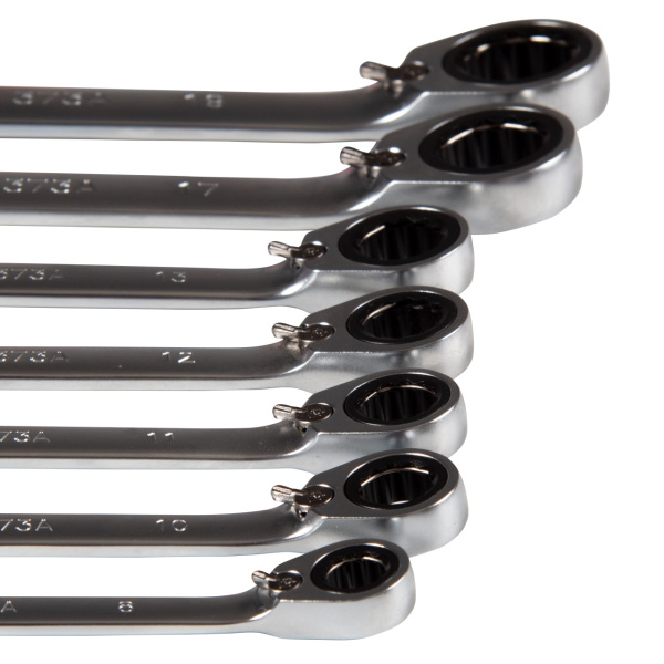 Набор комбинированных трещоточных ключей 8-19 мм чехол из теторона 7 предметов KING TONY 122A07MRN01