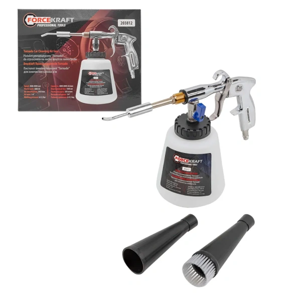 Пистолет пневматический ''Tornado'' для химчистки салона а/м с емкостью 1л (4000-8000об/мин, расход воздуха 350 л/мин,6-9.2 бар)