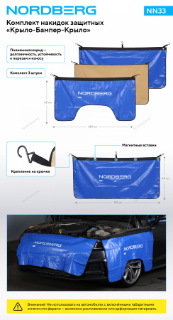 Комплект защитных накидок Крыло-Бампер-Крыло NORDBERG NN33 (3 шт.)