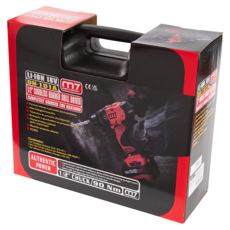 Аккумуляторная дрель-шуруповерт MIGHTY SEVEN DH-101AP, 18 В, ударная, кейс, в комплекте набор бит