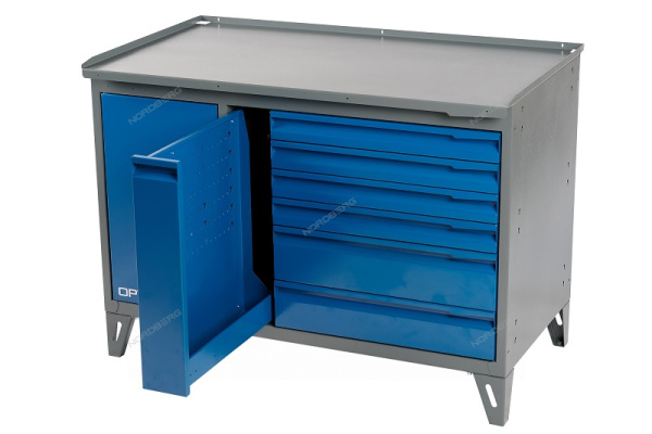 Верстак слесарный NORDBERG NW207, 2-х тумбовый, 7 ящиков
