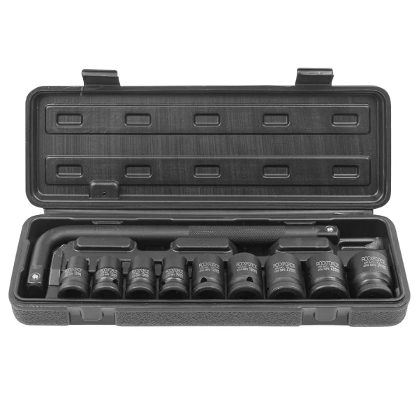 Набор головок ударных с Г-образным воротком 1/2''10пр.+1(10,12,13,14,17,19,21,22,24мм), в кейсе