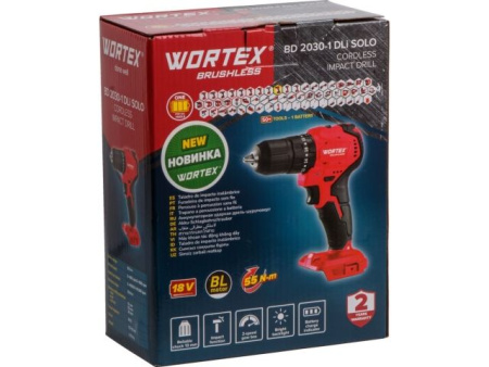 Аккум. ударная дрель-шуруповерт WORTEX BD 2030-1 DLi в кор. ALL1 XLT SOLO БЕСЩЕТ., 18 В, 55 Н*м