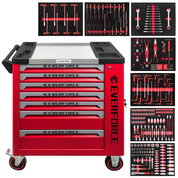 Набор ручных инструментов в стальной тележке (258пр.)