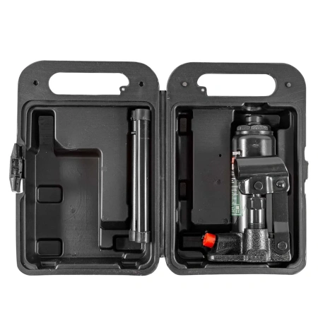 Домкрат бутылочный гидравлический с клапаном 3т (h min-180мм, h max-345мм, ход штока-105мм, ход винта-60мм) в кейсе