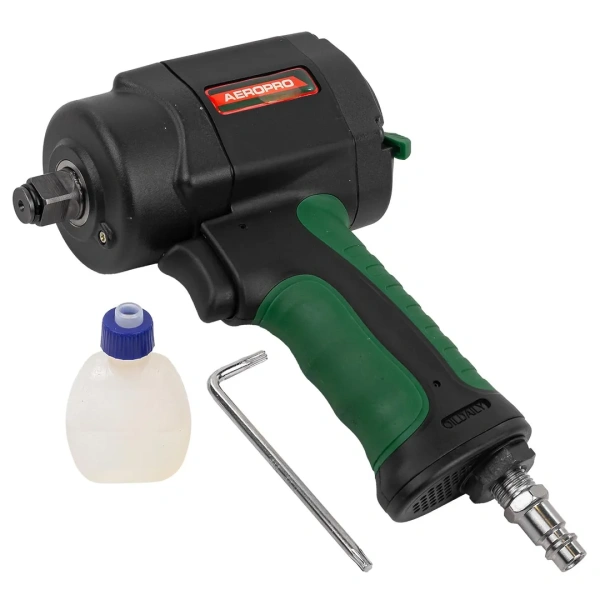 Пневмогайковерт ударный ''Compact''в облегченном корпусе с реверсом и регулировкой усилия 1/2''(1200Hм, 11000 об/мин,6.3bar,170 л/мин,1.2кг)