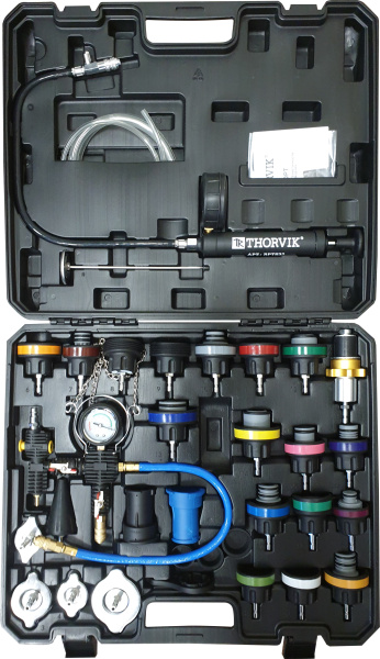 Набор для проверки герметичности системы охлаждения Thorvik RPTS33 (33 предмета)