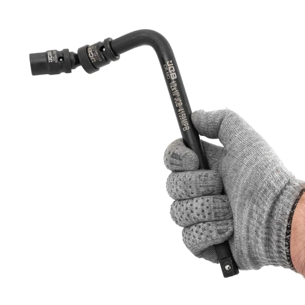 Набор головок ударных коротких 6-гр. 1/2'',15пр. (10-32мм, вороток Г-обр., кардан) в ложементе