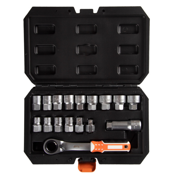 Набор торцевых головок с принадлежностями HEX 19 мм 10-24 мм 17 предметов AFFIX AF01917C