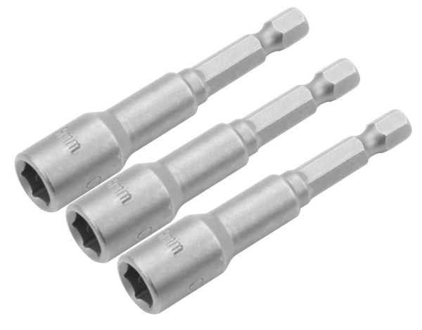 Набор головок для шуруповерта шестигранных 1/4", 14 мм, 65 мм, магнитных 3 предмета TOLSEN TT77849