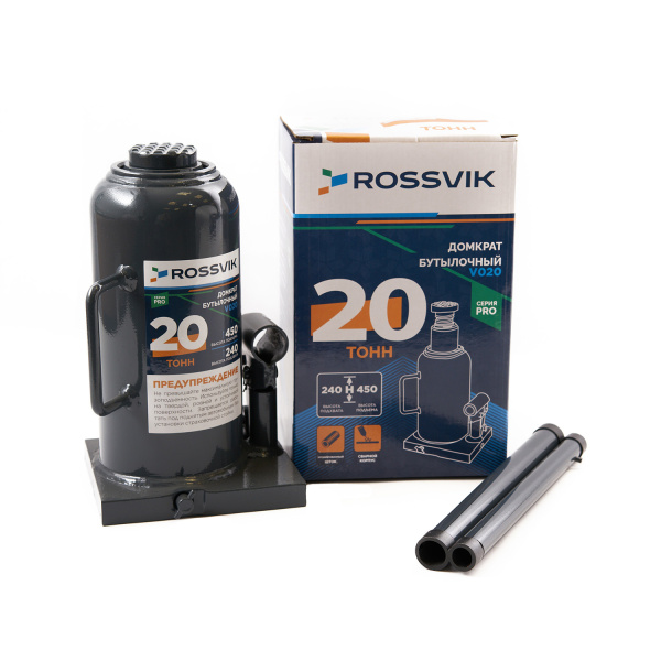 Домкрат бутылочный ROSSVIK PRO V020 (г/п 20,0 т)