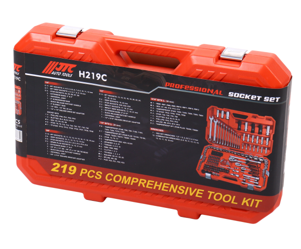 Набор инструментов 1/4" & 3/8 & 1/2" 6-гранный (в кейсе) 219 предметов JTC-H219C