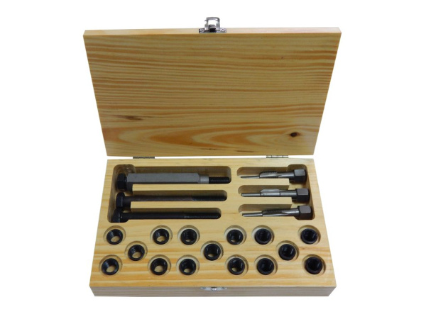 Набор метчиков и футорок для восстановления резьбы свечей накаливания 21пр. (M12x1.25-15шт)