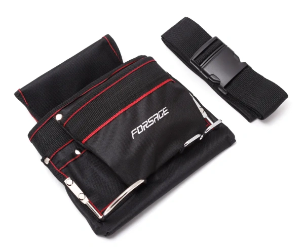 Сумка для инструментов поясная (два кармана + металлические держатели)