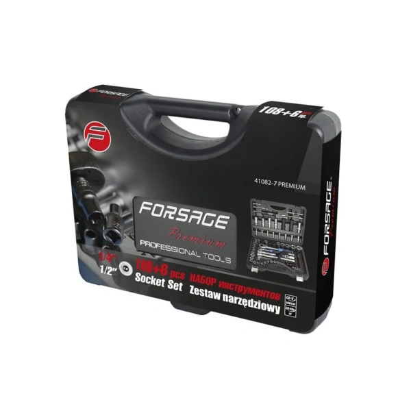 Набор инструментов 108+6пр. Premium 1/4''(12гр.) 1/2''(14,22мм-12гр. головки глуб.) 1/2''(сорв.гр.)