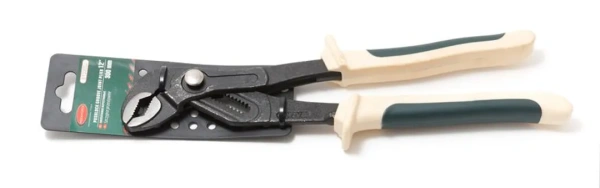 Пассатижи переставные сантехнические с мелким шагом, кнопкой фиксации и эргономичными ручками CR-V 12''-300мм, на пластиковом держателе