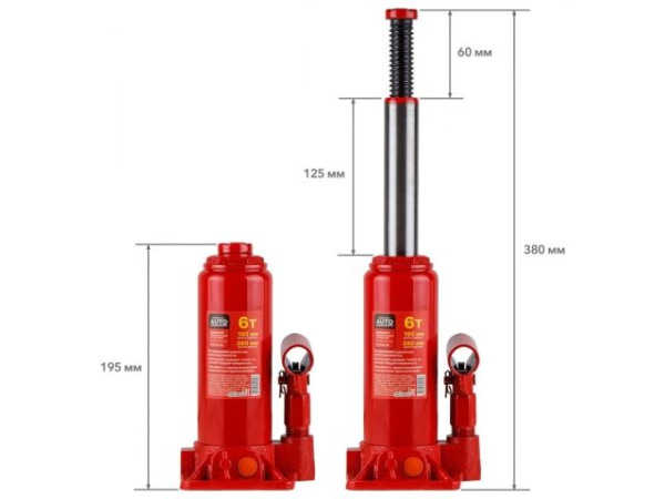 Домкрат гидравлический 6т бутылочный 195-380мм STARTUL AUTO (ST8018-06)