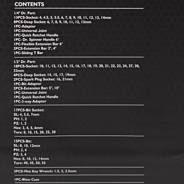 Набор инструментов 94 пр.1/4'',1/2''(6гр.)(4-32мм)