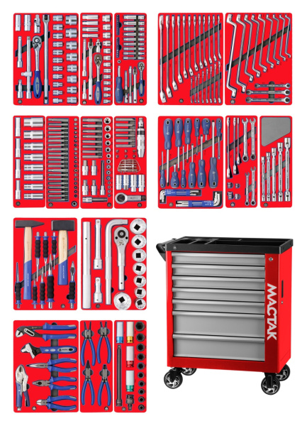 Набор инструментов ЭКСПЕРТ в красной тележке МАСТАК 50-07323R (323 предмета)