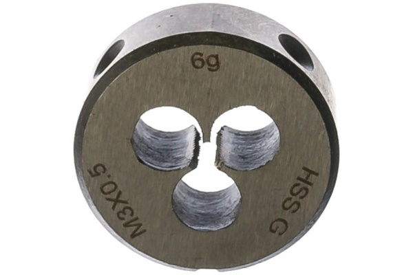 Плашка D-DRIVE MDG305 круглая ручная с направляющей в наборе М3х0.5, HSS, Ф25х9 мм