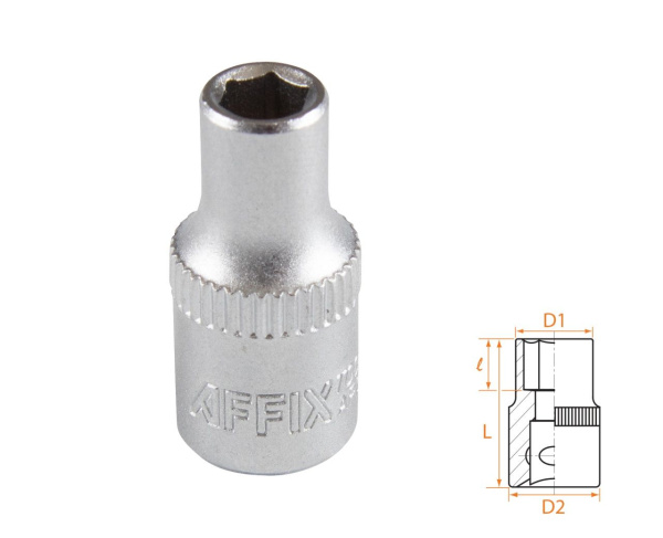 Головка торцевая стандартная шестигранная 1/4" 5 мм AFFIX AF00020005