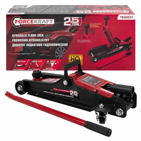Домкрат подкатной гидравлический 2.5т (h min 90мм, h max 400мм)