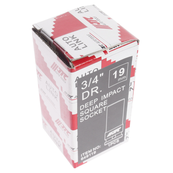 Головка торцевая 4-х гранная ударная глубокая JTC 649119 (квадрат, 3/4", 19 мм, L=90 мм)