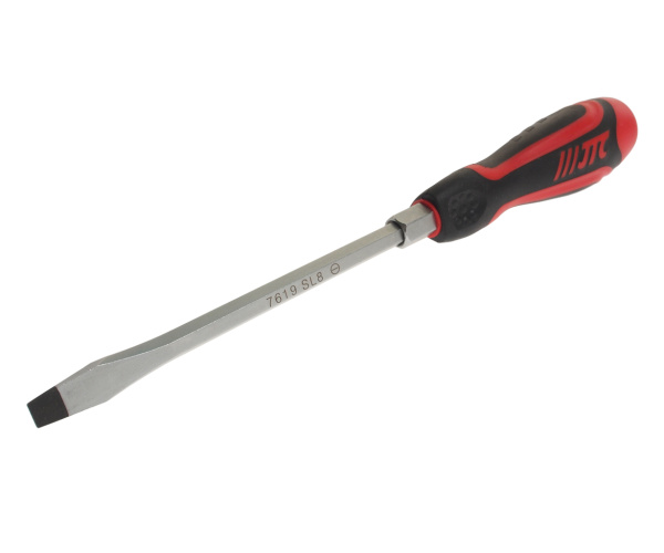 Отвертка шлицевая усиленная со сквозным стержнем JTC 7619 (SL 8,0х150 мм)