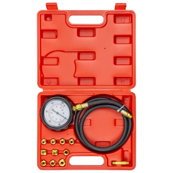 Тестер давления масла в наборе с резьбовыми адаптерами 12пр., (0-35bar), в кейсе