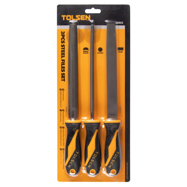 Набор напильников "GRIPro" 200 мм 3 предмета TOLSEN TT32033