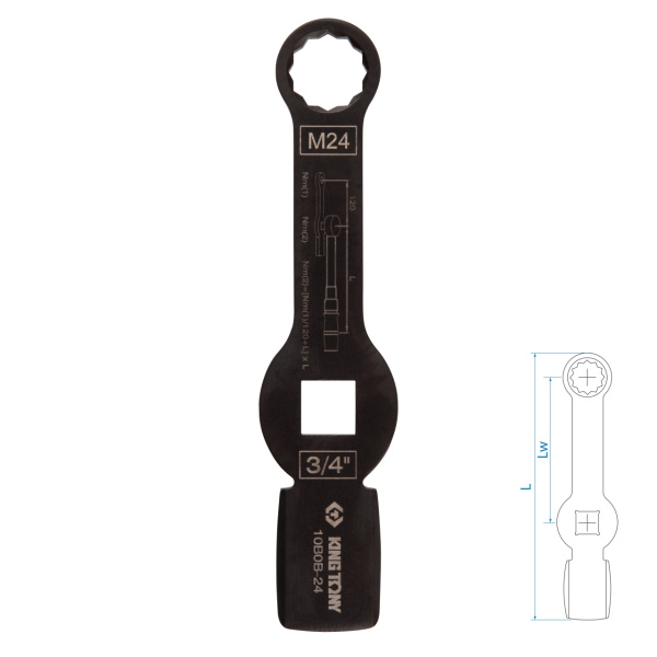 Ключ для тормозных суппортов грузовых автомобилей ударный KING TONY 10B0B-24 (M24, 3/4")