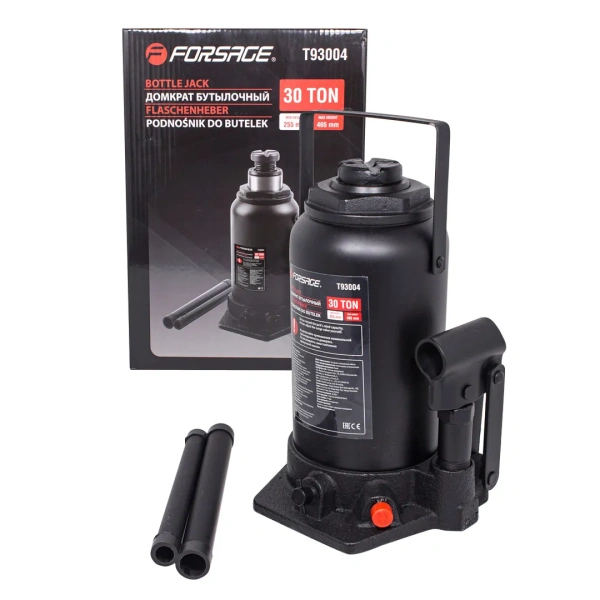 Домкрат бутылочный 30т с клапаном (h min 255мм, h max 465мм)