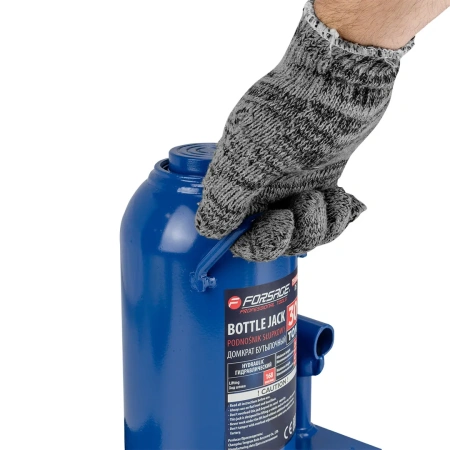 Домкрат гидравлический бутылочный, 30т (с предохранительным клапаном, минимальная высота: 255 мм, ход штока: 168 мм, ход винта: 60 мм, максимальная вы