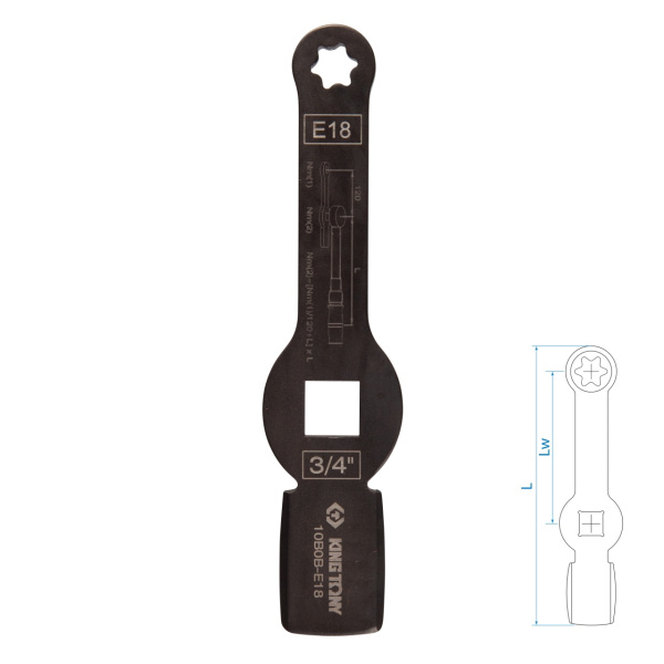 Ключ для тормозных суппортов грузовых автомобилей ударный KING TONY 10B0B-E18 (E18, 3/4")
