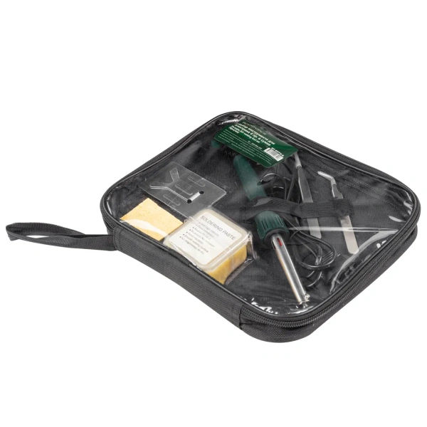 Паяльник электрический с набором инструментов и аксессуаров 6пр.(220V,50Hz,60W,пинцеты-2шт,расходники)в сумке