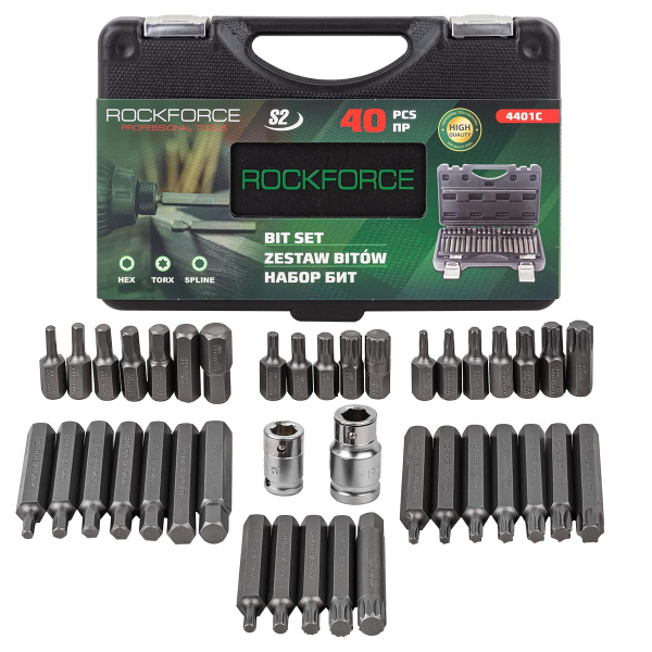 Набор бит с битодержателями 40пр. (10мм)(75/30мм:T20-T55,H4-H12,M5-M12)