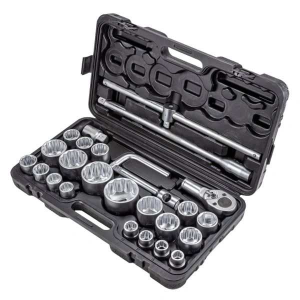 Набор инструментов ударных 26пр, 3/4''1''(12гр.)(17,19,21,22,24,27,30,32,33,34,35,36,36-6гр,38,41,46,50мм,1'':55,60,65мм),в кейсе
