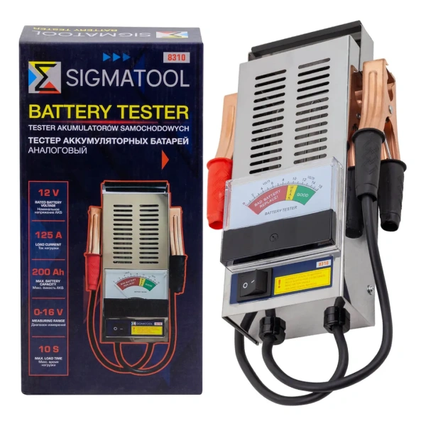 Тестер аккумуляторных батарей аналоговый 12V, 125A, 200Ah