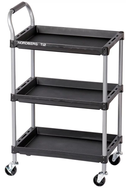 Тележка инструментальная с 3 пластиковыми полками T12
