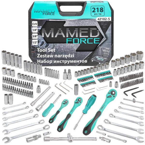 Набор инструментов 218пр. 1/4'',3/8'',1/2''(6гр.)(4-32мм)