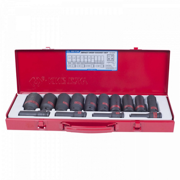 Набор ударных глубоких торцевых головок KING TONY 4416SP, 1/2", шестигранные, 3/8"-1&1/4", 15 предметов