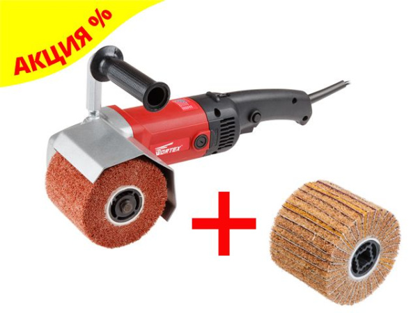 Щеточная шлифмашина WORTEX WS 1014 S в кор.+АКЦИЯ (скидка на комплект 15% +SW1012AN12019 Щетка комбинированная лепестковая/нейлоновая 100х120 мм P120)