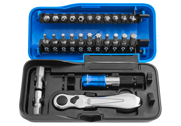 Набор бит и трещотка в кейсе KING TONY 1026CQ-AM