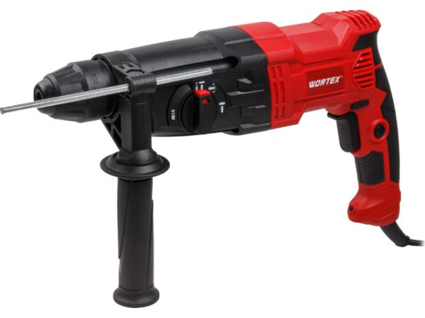 Перфоратор WORTEX RH 2621 в чем. + (2 зубила, 3 сверла) 800 Вт, 2.6 Дж, 3 реж., SDS-plus, Vario-Lock