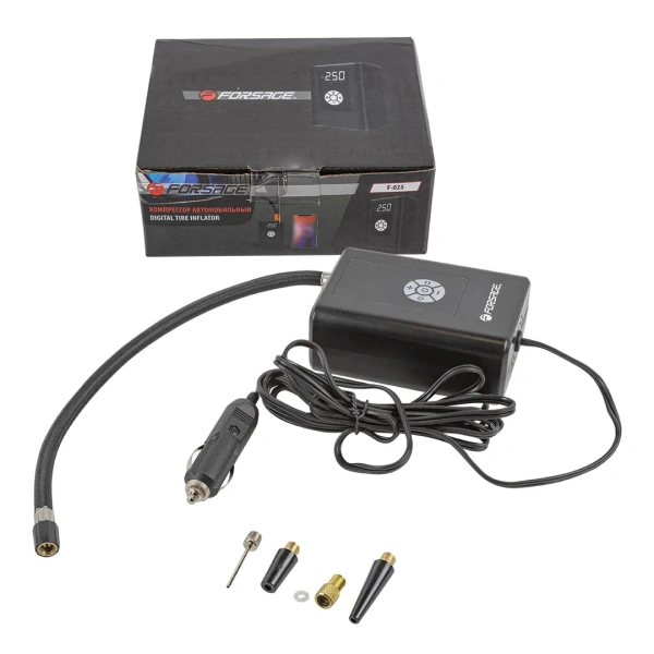 Компрессор поршневой автомобильный с цифровым манометром (25л/мин, 10А) F-025 12V