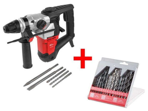 Перфоратор WORTEX RH 3231-1 в чем. + (2 зубила, 3 сверла)+АКЦИЯ(Набор сверл 16 шт. WORTEX в подарок)